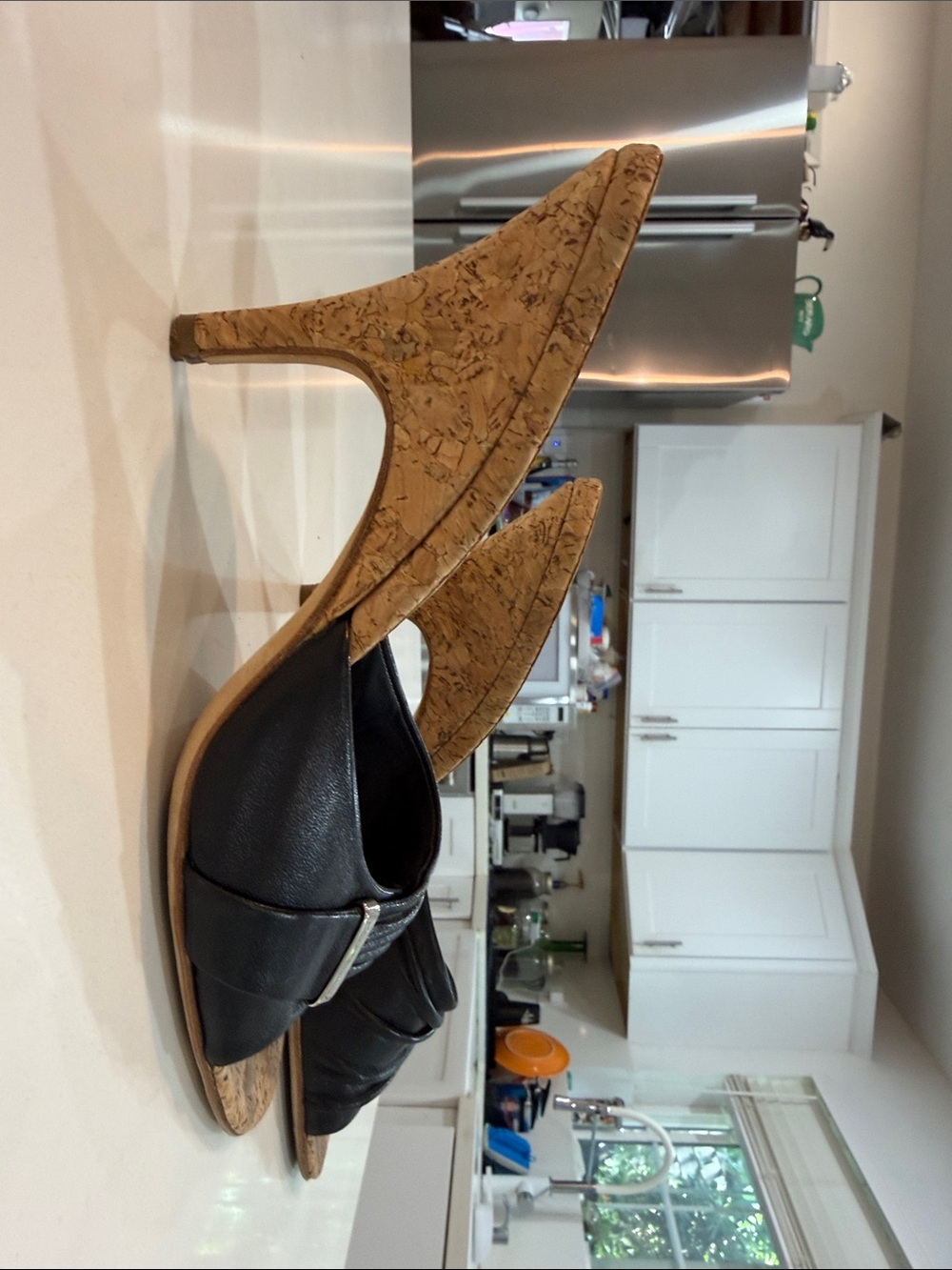 CHANEL Black Leather Cork Slide Mules vintage Y2K đź‘ - Picture 5 of 16